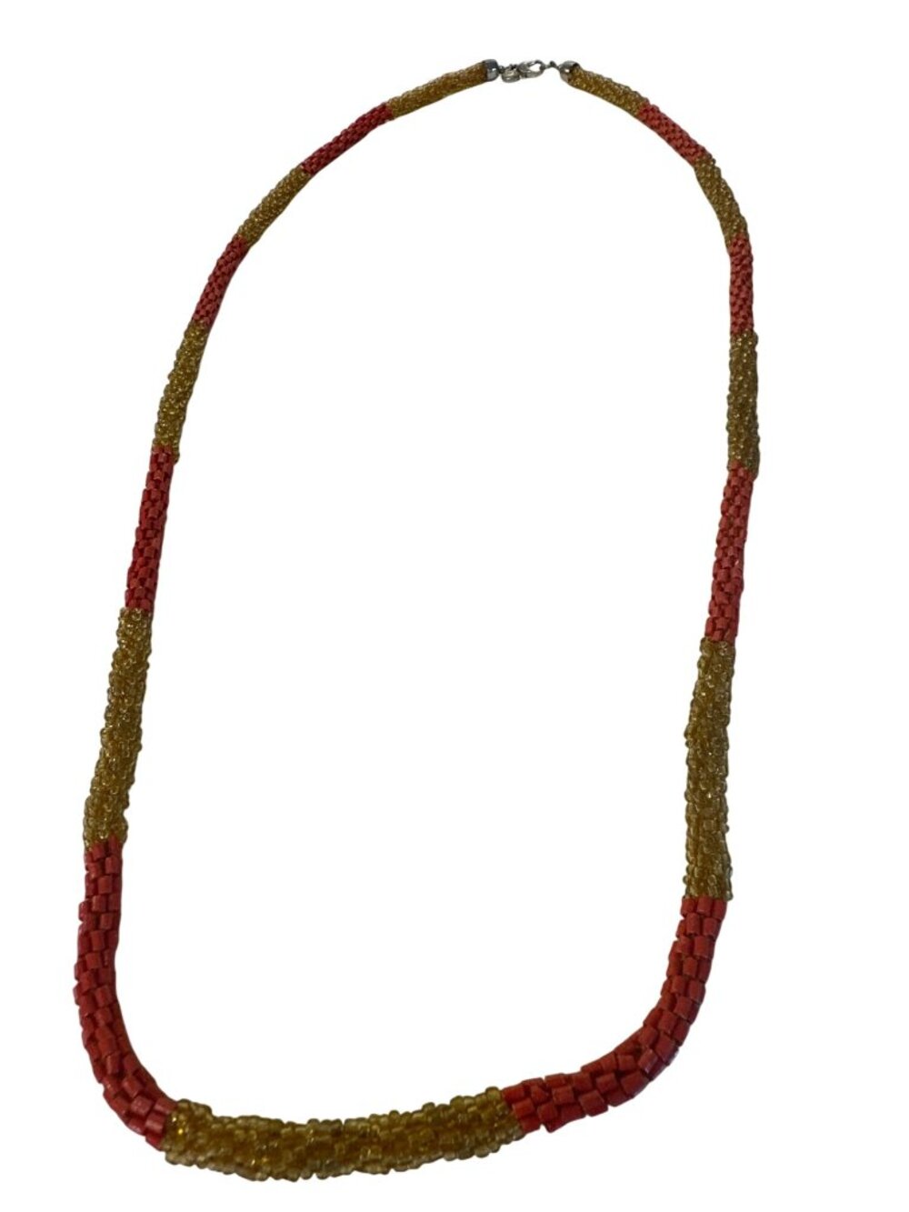LOFT Necklace Colorful Beaded Red & Gold Accents Seed Bead Boho 35" Career